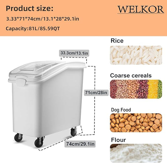 Ingredient Storage Bin,21 Gallon Dispenser Bin with Scoop for Dry Food, Sugar, Baking Supplies,Kitchen Rice Cereal Flour Bin,BPA Free,Pet Food Storage Container,Dog Cat Birds Food (21 Gallon)