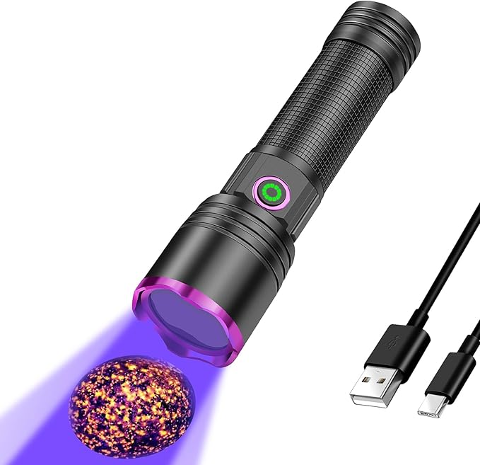 XLENTGEN 20W UV Light Flashlight 365nm, Black Light Ultraviolet Flashlights, for Resin Curing Fishing, Dry Glue, Fluorescent, Scorpion, Rockhounding, Pet Urine Detector