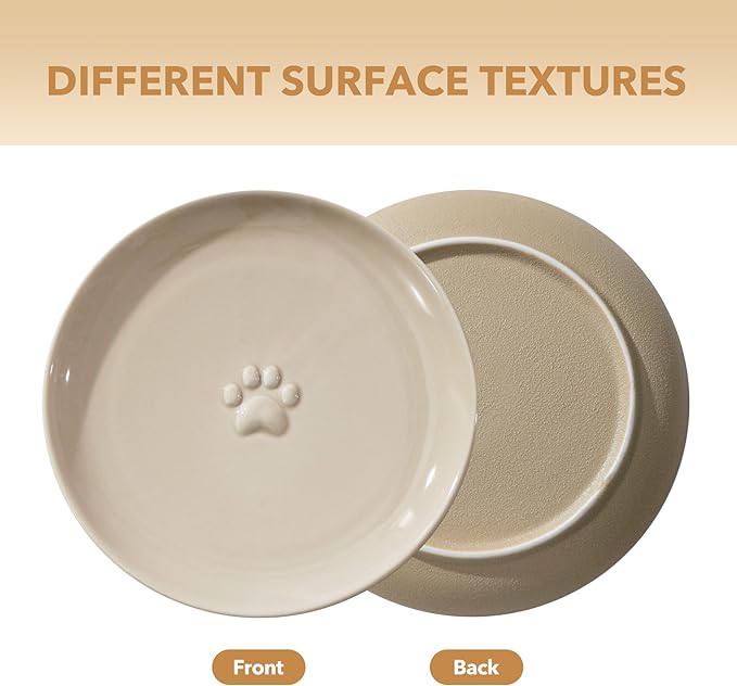 6.1'' Ceramic Wide Cat Dishes, Set of 3 Ceramic Cat Bowls, 3 Colors Indoor Kitten Feeding Wet & Dry Shallow Food Dish Anti Whisker Fatigue(3 Pcs)