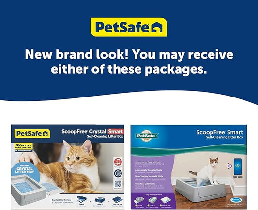 PetSafe ScoopFree Crystal Pro Self-Cleaning Automatic Litter Box - Uncovered Motion-Sensing Cat Box with Integrated Health Counter & App - Includes 1 Disposable Crystal Litter Tray