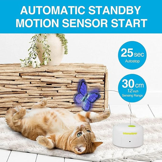 ALL FOR PAWS Interactives Cat Teaser Toy Flutter Bug Cat Wand Toy Fun Playing Toys Kitten Toys with Shiny Butterfly