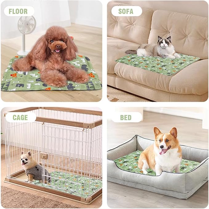 Dog Cooling Mat, Pet Self-Cooling Mat Pad Bed for Dogs Cats and Rabbits Easy Washable Summer Cool Down Comfortable Mat for Pet (Medium Forest)