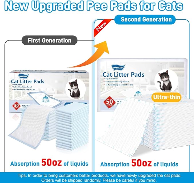 50 Count Cat Pad Refills Super Absorbent Pee Pads for Cats Enhanced Odor Control with Light Scent 16.9" x 11.4" Compatible with Tidy Cats Breeze Litter System