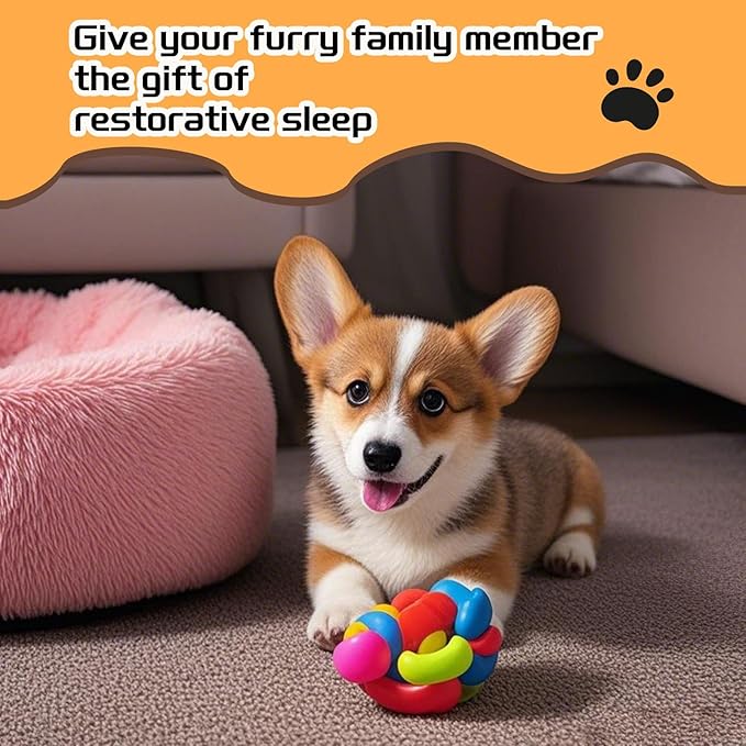 Comfort Donut Dog Bed for Small Dogs, Cat Bed & Pet Bed for Indoor Use, Medium Size with Soft Plush, Round Dog Beds for Large Dogs and Cats