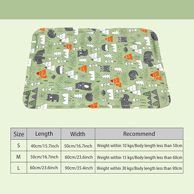 Dog Cooling Mat, Pet Self-Cooling Mat Pad Bed for Dogs Cats and Rabbits Easy Washable Summer Cool Down Comfortable Mat for Pet (Small Forest)
