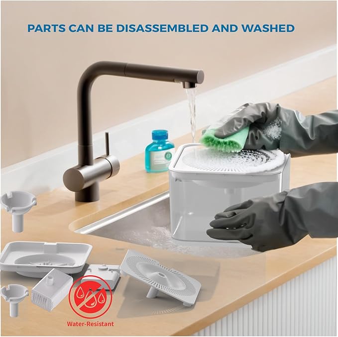 PAPIFEED Wireless Cat Water Fountain, 106oz/3L Battery Operated Pet Water Fountain Cordless for Cats Indoor, Automatic Cat Drinking Dispenser with Motion Sensor, Leak-Proof Silicone Pad Included White