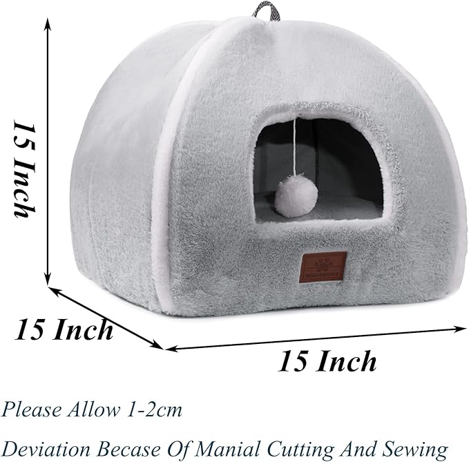 Cat Bed for Indoor Cats - Cat Cave Bed Cat House Cat Tent with Removable Washable Cushioned Pillow, Soft and Self Warming Kitten beds,Cat Beds & Furniture,for Small and Medium Pet Bed.
