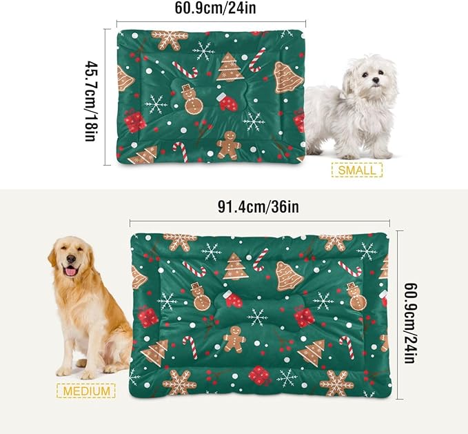 Christmas Snowman Gingerbread Pet Bed Cute Dog Bed Mat Absorbing Non Slip Pad Pet Sleeping Mat for Small, Medium, and Large Dogs Puppy Cat 24 in x 18 in