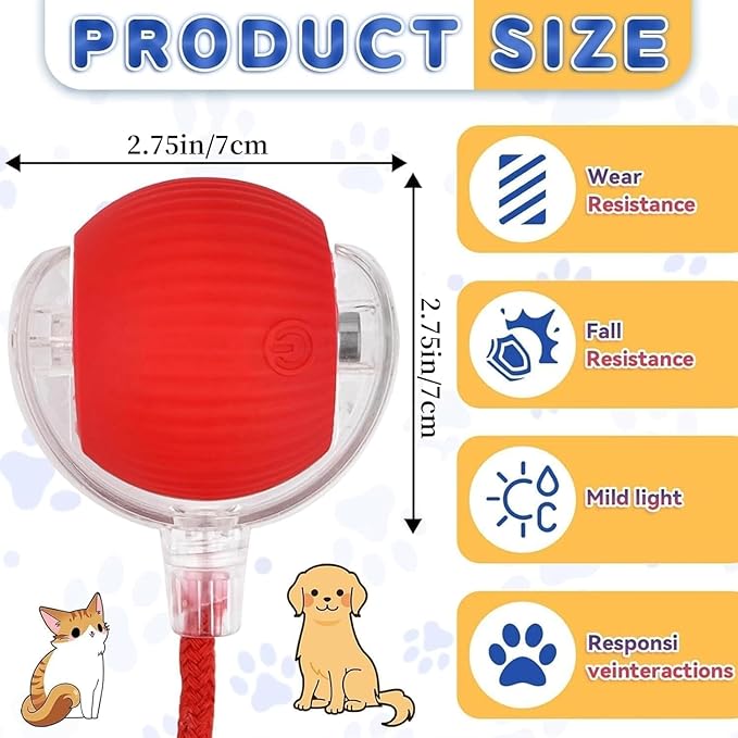 Interactive Dog Cat Toy Ball, Automatic Moving Bouncing Rolling, with 3 Mode Adjustable Speed, Pet Smart Chase Ball Rechargeable, Enrichment Toys for Bored Indoor Adult Cats/Dogs