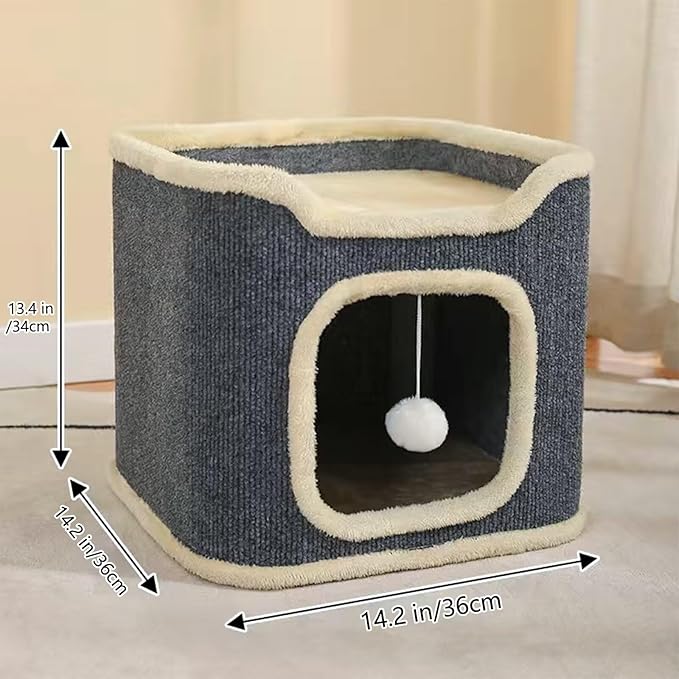 Cat House for Indoor Cat Beds, Multi-Level Cat Condo Foldable Cat Cave (1-Level)
