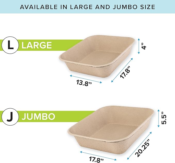 Kitty Sift (6-Pack) Disposable Cat Litter Box, Sustainable, Clean - Jumbo, 6-Pack