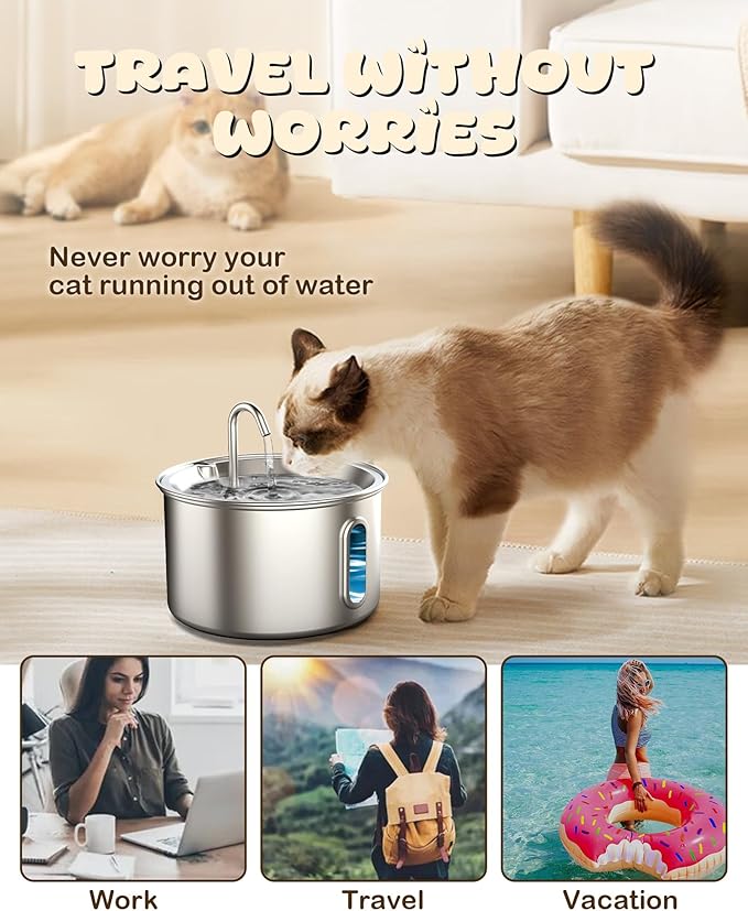 Cat Water Fountain Filter 6 Pack, Carbon, Ion, Sponge Filter for Stainless Cat Water Fountain