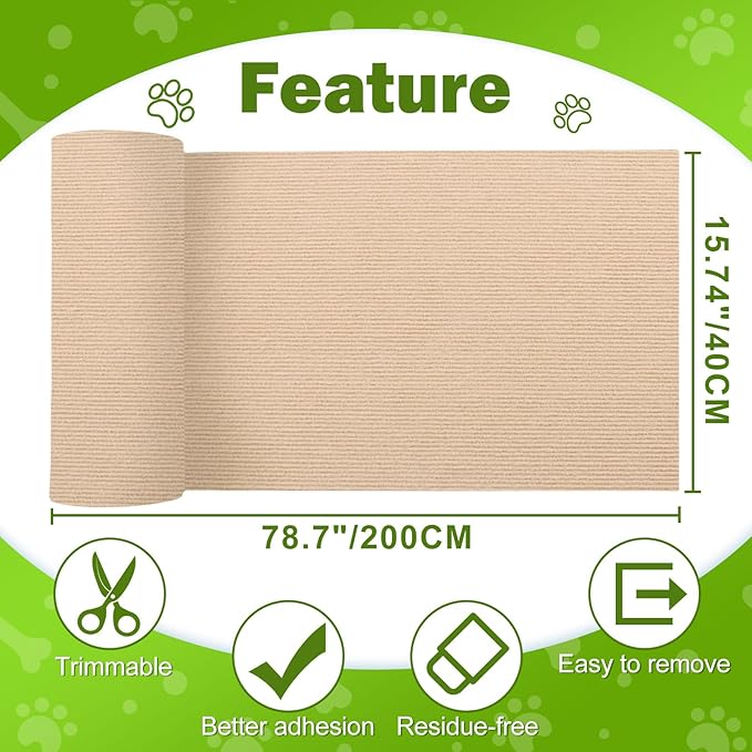 78.7"x15.8" Large Couch Protector from Cat Claws,Anti Scratch Furniture Protector for Cats Corner Wall Scratcher,Replacement for Cat Tree Post Shelves