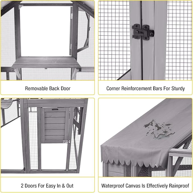 Aivituvin Catio Outdoor Cat Enclosure Large for Multiple Cats Wooden Cat House Outside Kitty Condon Cat Run Weatherproof