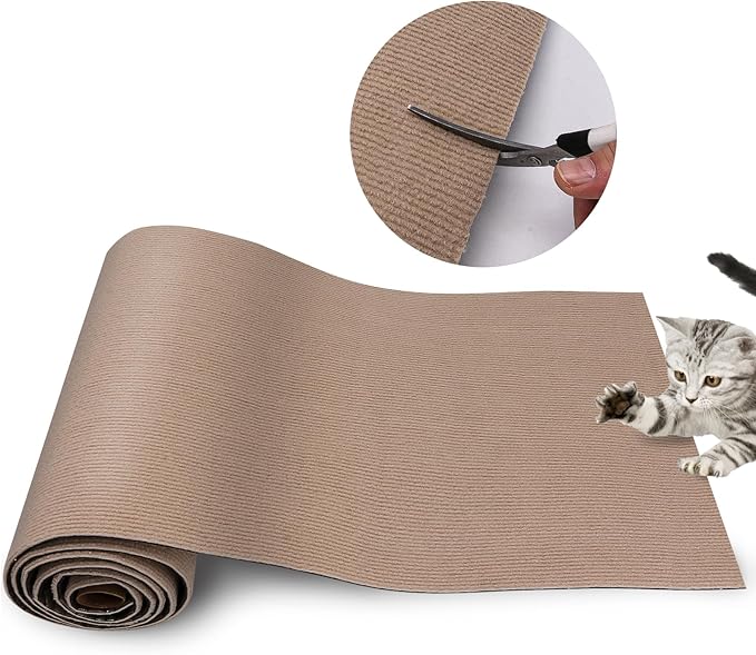 Cat Scratch Mat 120 "x15.8, Cat Scratch Sofa Furniture Protector, Trimmable Self-Adhesive Cat Scratch Pad for Decorating Cat Towers, DIY Cat Tree Shelf, Walls and Climbing Frames (Beige)