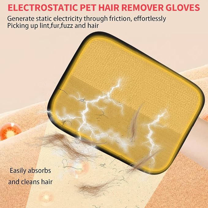 Static Pet Hair Removal Glove, 2 Pcs Electrostatic Dog Hair Remover Brush, Reusable Cat Fur Grooming Gloves for Furniture Couch Carpet Curtain Car Seat Cleaning Tool