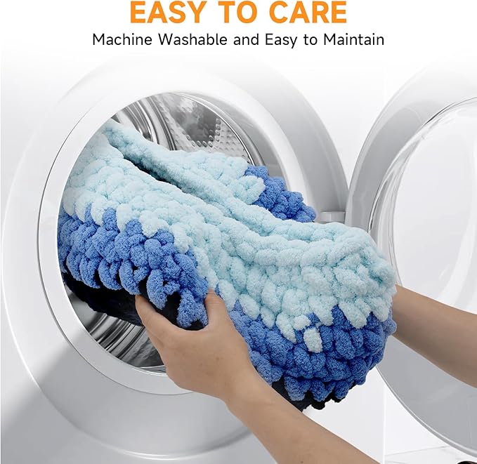 Ombre Gradient Round Cat Bed for Indoor Cats, Chunky Knit Washable & Plush Pet Bed, Cozy Nest with Non-Slip Bottom for Small Medium Cats