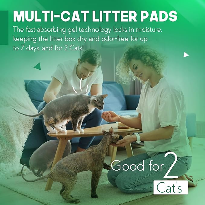 PETSWORLD Multi Cat Pad Refills for Cats Breeze Litter System, Ultra-Absorbent, Quick Dry - (100 Count, Fresh Scented)