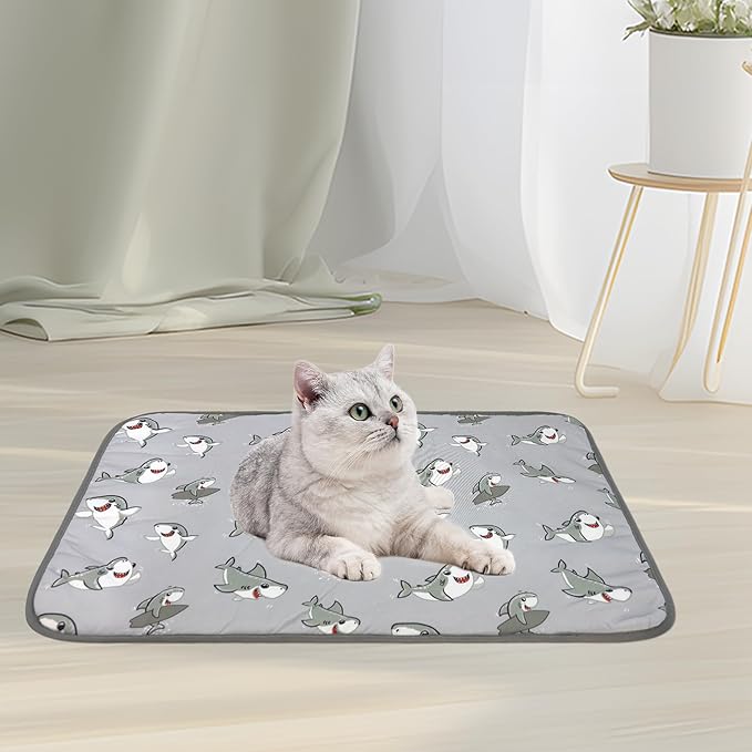 NACOCO Summer Pet Cooling Mat - Cat Dog Cushion Pad Sleeping Cool Sharks Comfortable Soft for Pets Kids and Adults (Grey Shark, M)