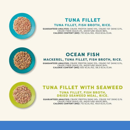 Applaws Natural Wet Cat Food in Broth, Limited Ingredient Canned Wet Cat Food, No Additives, Made with Natural Ingredients, Fish Selection in Broth (36 x 2.47oz Cans)