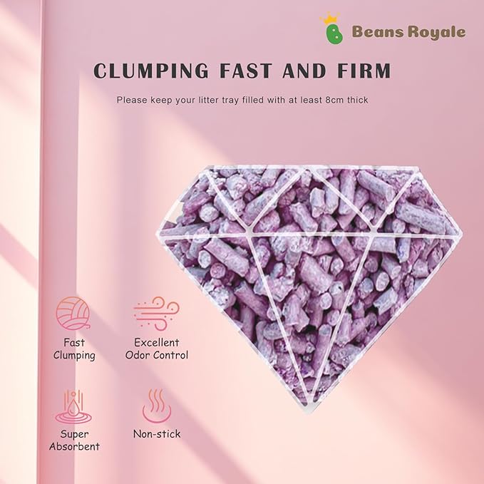 2pcs Pack (6L x 2) Tofu Cat Litter, Clumping Kitty Litter, Flushable,Pea Fiber,Dust Free, Odor Control, Low Tracking, Lightweight (Lavender 3mm)