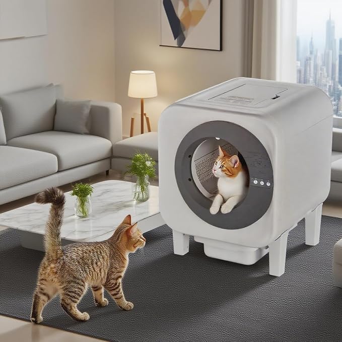Smart Self-Cleaning Cat Litter Box, 75L Large Space & 12L Sealed Waste Drawer, APP Controlled Automatic Litter Tray with Odor Control & Health Monitoring, Safe for Multi-Cat Homes
