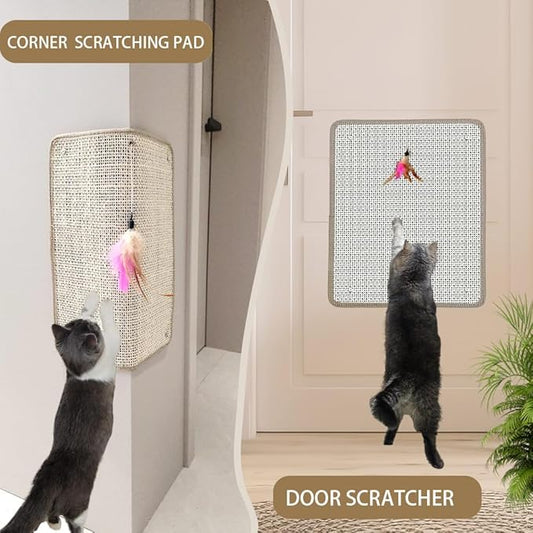 Cat Nail File Scratcher & Scratching Pad - Sisal Corner Scratcher with 80-Grit Aluminum Oxide, Wall/Floor Cat Scratcher for Natural Nail Trimming & Furniture Protection (16.53"x13.38")