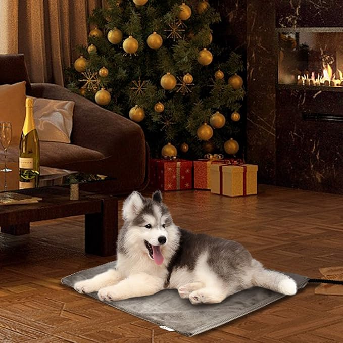 Toozey Pet Heating Pad, 6 Adjustable Temperature Dog Cat Heating Pad with Timer, Waterproof Heated Dog Bed with Chew Resistant Cord, Indoor Electric Pet Heated Mat 28x20in