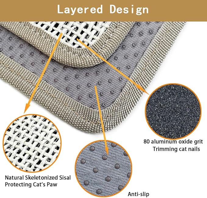 2PCS Cat Nail File Scratcher with 80-Grit Aluminum Oxide - Wrap-Around Design for Nail Trimming & Scratching Post Repair | Cat Scratchers That File Nails (Post Style)