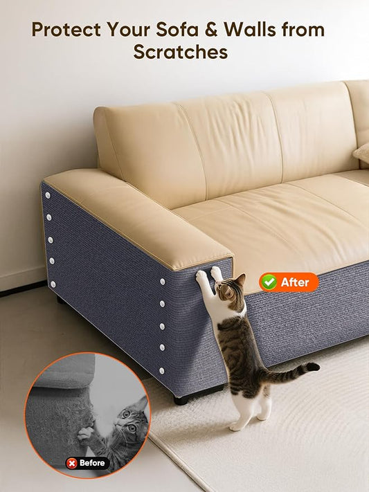 Cat Scratch Mat Furniture Protector, Eco-Friendly DIY Trimmable Self-Adhesive Cat Scratching Pad, Couch Wall Sofa Guard, Reusable Claw Scratching Protector 78.7"x15.8" (Dark Gray)