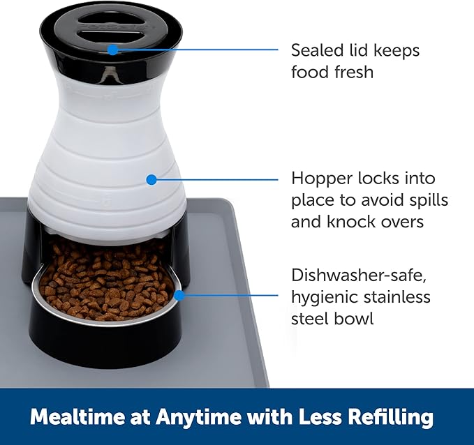 PetSafe Healthy Pet Food Station - Automatic Indoor Gravity Cat & Dog Feeder - Space-Saving Self Feeder - Easy to Clean - Medium - Up to 4 lb Kibble Capacity