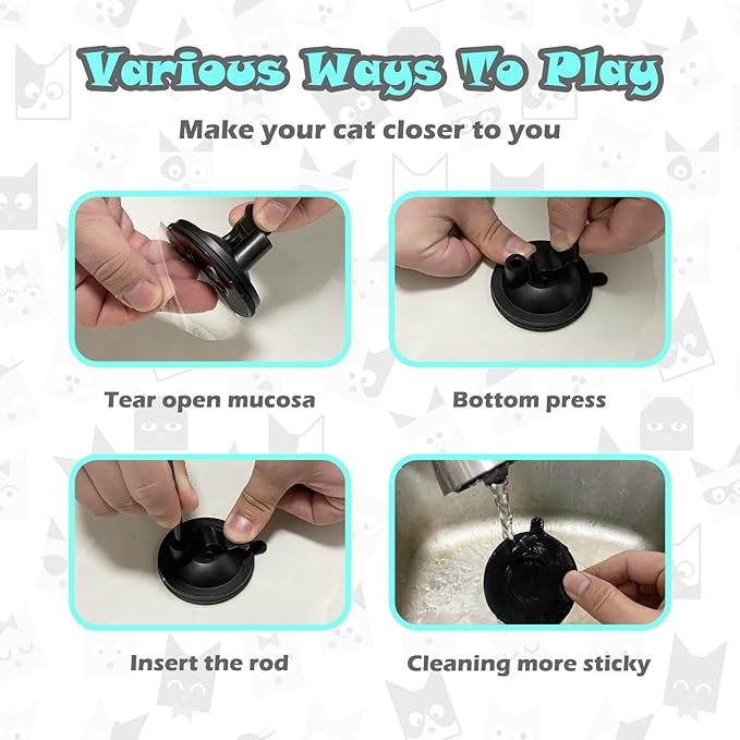 Interactive Cat Toys for Bored Indoor Adult Cats, 3 in 1 Cat Toys for Bored Cats,7 Pack Cat Teaser Cat Toys, Cats Toy Feather, Super Suction Cup Detachable with Balls and Birds