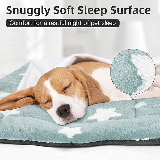 Mora Pets Dog Crate Pad Kennel Bed Crate Mat for Small Dogs Washable Cute Star Pet Bed for Dog Cage Ultra Soft Flat Puppy Cat Kitten Pillow Cushion for Sleeping Anti-Slip Blue 24 x 18