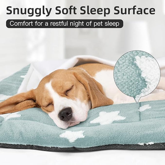 Mora Pets Dog Crate Pad Dog Kennel Bed Mat for Large Dogs Washable Cute Star Pet Bed for 36 inch Cage Ultra Soft Flat Puppy Cat Cushion for Cozy Sleeping Anti-Slip Blue 36 x 23