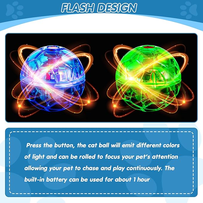 Sratte 6 Pieces Ghost Hunting Cat Ball Activated Cat Toy Motion LED Light Pet Balls Motion Dog Interactive Toys Pet Glowing Mini Running Exercise Supplies for Animals Activity(Colorful)