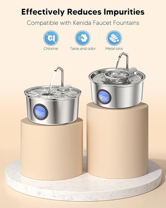 Cat Water Fountain Filters - 108oz/3.2L Cat Water Fountain, Stainless Steel Pet Fountain Dispenser for Cats, Dogs, Multiple Pets (10 pcs Filters)