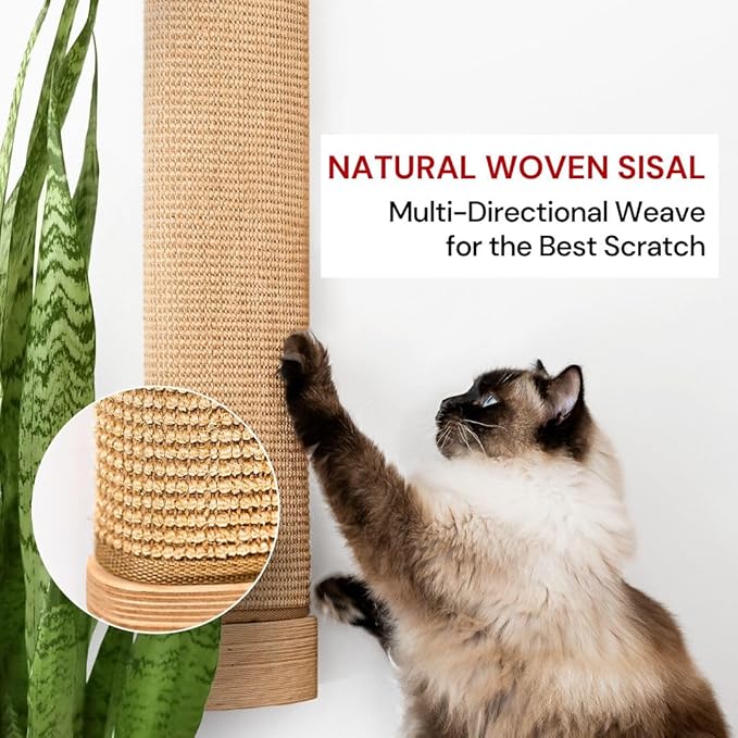 7 Ruby Road Replacement Cat Scratching Mat for Nero Cat Wall Scratcher Post, Natural Sisal Fabric Mat Rug, Scratch Pad for Indoor Cats, Protect Sofa & Carpet, 24.8 x 12 inches
