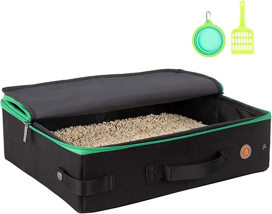 Large Portable Litter Box for Easy Travel with Large or Multiple Cats. Lightweight, Sturdy, Leak-Proof, Collapsible, Easy to Carry
