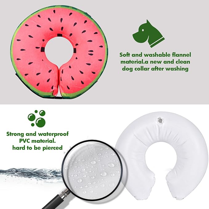 Katoggy Inflatable Dog Cone Collar for Dogs After Surgery, Soft Adjustable Blow up Donut E-Collar for Small Medium Large Dogs and Cats