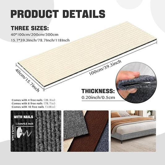 Cat Scratch Couch Furniture Protector, Adhesive Cat Scratch Pad Deterrent for Furniture, Cat Wall Climbing Carpet Scratcher Couch Protector from Cats Claws Scratching Indoor (OffWhite,39.3x15.8In)