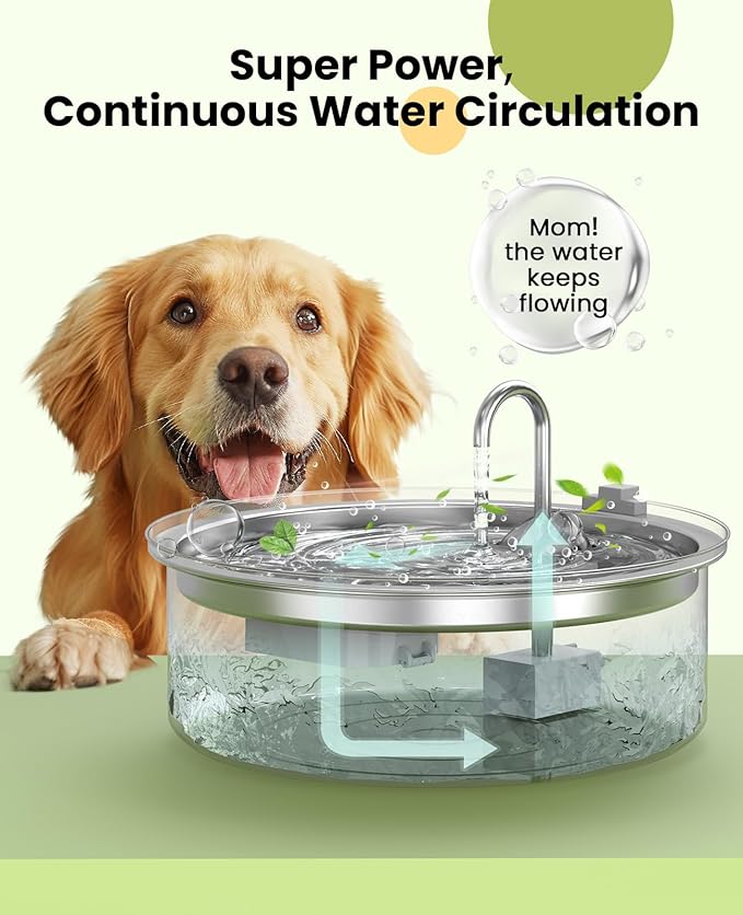 oneisall Replacement Pump for PWF-002-B, Replacement Pump for Dog Water Fountain With Light, Water Fountain for Cats Inside Ultra Quiet Water Pump with 4.9 ft Power Cable