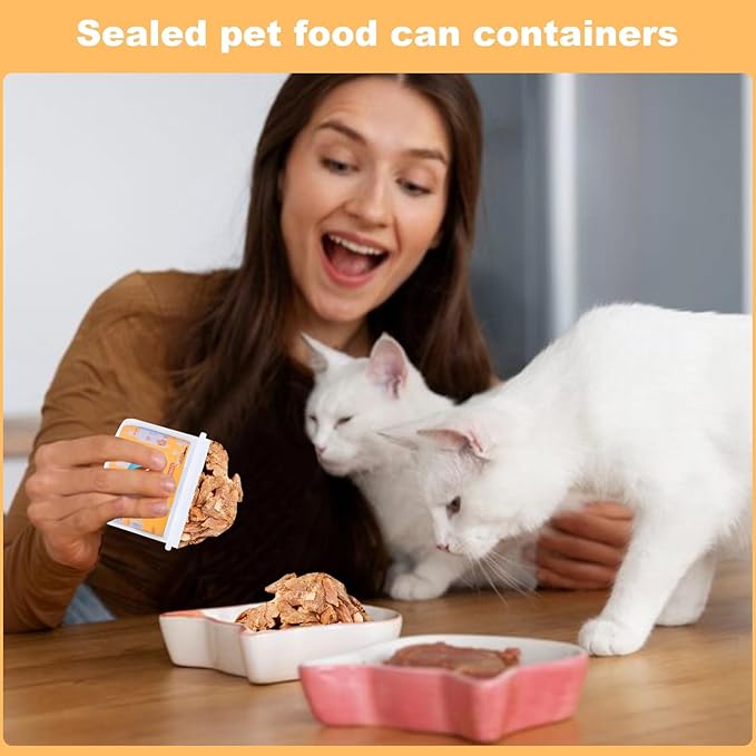 Canned Cat Food Storage Lids, Reusable Airtight Pet Food Sealer - Pet Food Storage Containers, Cat Food Storage Container,With Can Opener & Spoon, Odor-Free & Freshness Preservation