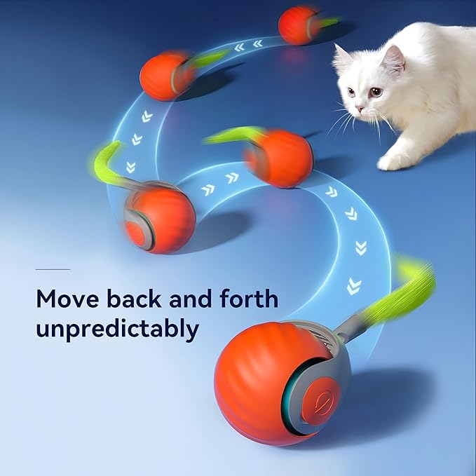 2025 Newly Upgraded Version 3.0 Cat Toys, Cool Intelligent Interactive Cat Ball for Indoor Bored Cats, Automatic Rolling Ball 3.0 Puzzle Toy, Electronic Rolling Pet Chase (Blue - 1pcs)
