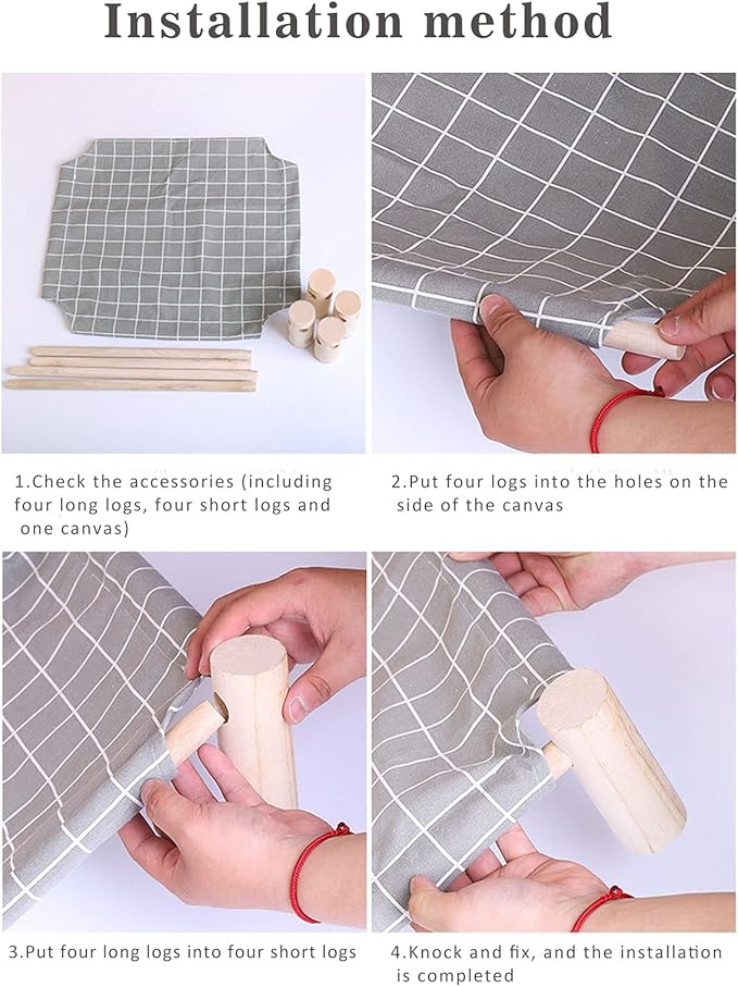 Pozico Elevated Cat Bed for Small Dogs & Cats – Raised Pet Hammock Bed, Wooden Frame Indoor Outdoor Dog Cot, Breathable Mesh Puppy Bed, Portable Cat Lounger – Grey Grid