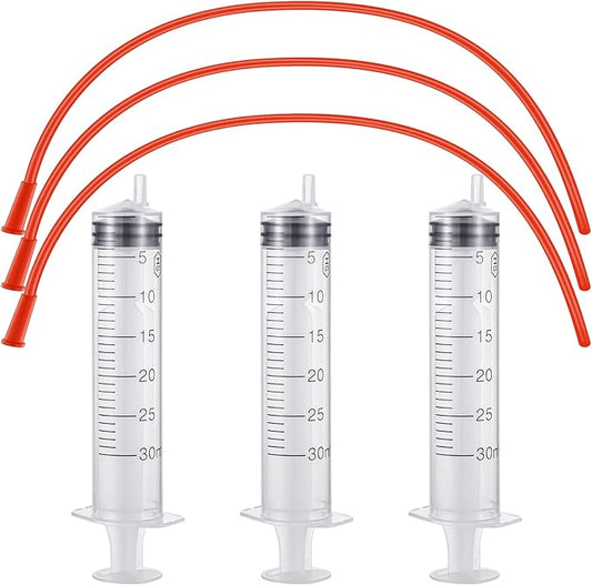 3 Sets Puppy Kitten Feeding Tube Kit Includes 3 Pcs 8 FR Red Rubber Feeding Tubes and 3 Pcs 30 ml Clear Feeding Syringe Kitten Syringe Feeding Supplies Feeding Tube Syringes Tool for Small Animals