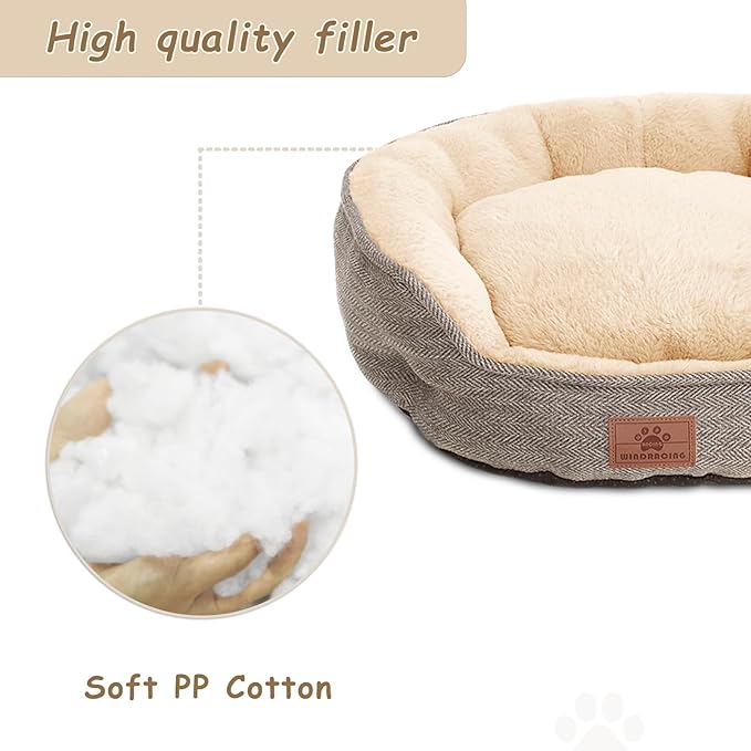 Cat Beds for Indoor Cats,Kitten Bed,Dog Bed for Extra Small Dogs Breeds,Puppy Kennel Bed, Comfy Durable Pet Sleeping Bed, Washable Roun Cat Bed & Non-Slip Bottom, Size 19"L x 16"W x 6.5"Th