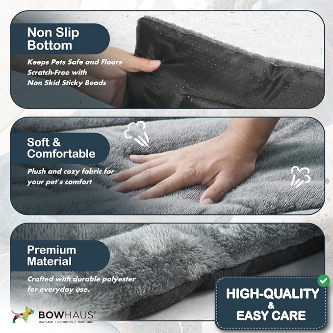 39.4" x 25.2” Machine-Washable Fluffy Dog Bed for 42" Kennel, Soft Crate Mat with Non-Slip Bottom, Cozy Pet Pad for Sleeping, Medium, Large Dog Kennel Flat Bed
