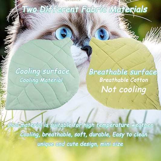 Cat Cooling Mat Pet Leaf Shaped Pad 26.5"x19.5" Breathable Durable Easy to Clean Pet Cool Mats for Cat and Small Dog use in Floor,Bed,Sofa,Chair,Kennel (Light Green)