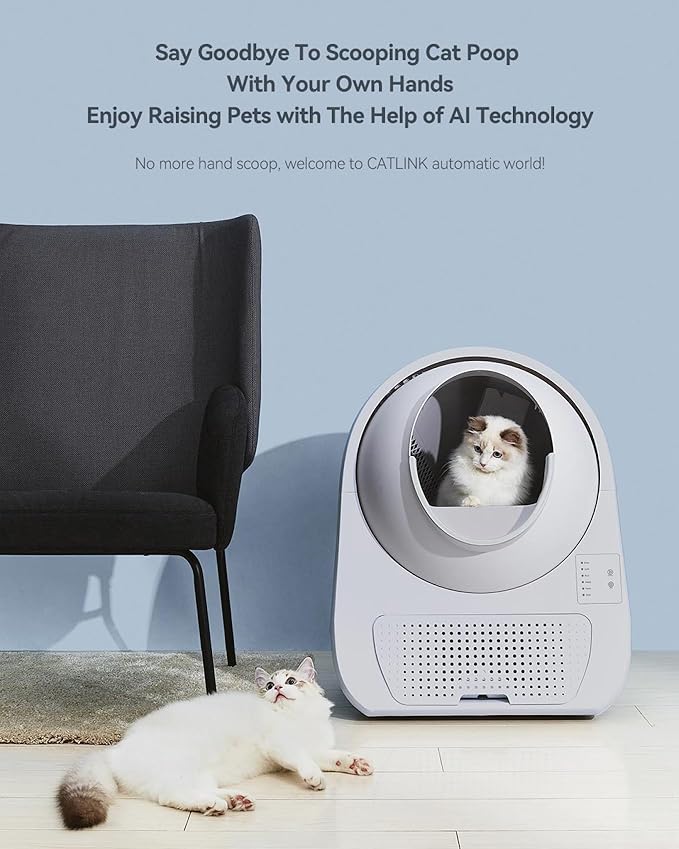 CATLINK Self-Cleaning Litter Box for Multiple Cats – Large Capacity, Double Odor Control, Supports Pets 3.5–22 lbs (Young Version)