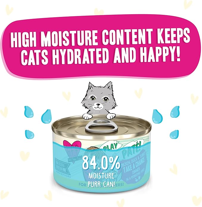 Weruva B.F.F. Play - Best Feline Friend Paté Lovers, Aw Yeah!, Chicken, Duck & Turkey Take a Chance with Chicken, Duck & Turkey, 2.8oz Can (Pack of 12)